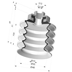 Bellows Suction Cup 4.5 folds Series 92, Ø 50 mm