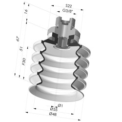 Bellows Suction Cup 4.5 folds Series 92, Ø 50 mm