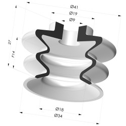 2.5 Bellows Suction Cup Series 370s Ø35MM