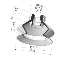 1.5 Bellows Suction Cup Series 8SP Ø 33MM