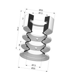 Bellows Suction Cup 2.5 folds Series 8, Ø 25 mm