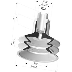 2.5 Bellows Suction Cup Series 8 Ø 51.5MM