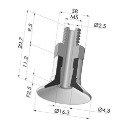 Flat Suction Cup Series 9 Ø 16.3MM