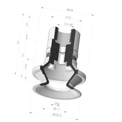 1.5 Bellows Suction Cup Series 91 Ø 22.2MM