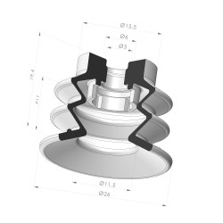 Suction Cup 2.5 Bellows Series 96B Ø 26MM