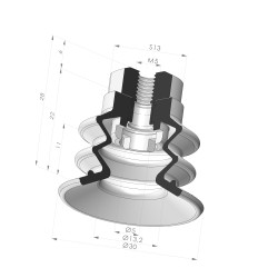 2.5 Bellows Suction Cup Series 96B Ø 30MM