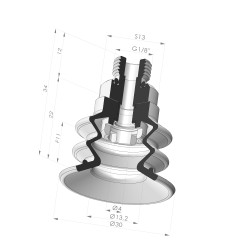 2.5 Bellows Suction Cup Series 96B Ø 30MM