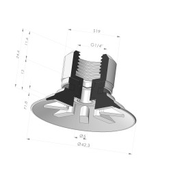 Flat Suction Cup Series 90 Ø 42.3MM
