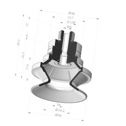1.5 Bellows Suction Cup Series 91 Ø 34MM