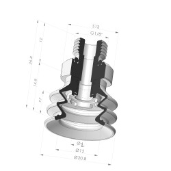 2.5 Bellows Suction Cup Series 96C Ø 20.8MM