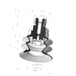 2.5 Bellows Suction Cup Series 96C Ø 35MM + Nozzle