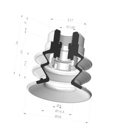 2.5 Bellows Suction Cup Series 96C Ø 35MM