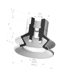 1.5 Bellows Suction Cup Series 97C Ø 52.5MM
