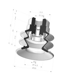 2.5 Bellows Suction Cup Series 96C Ø 35MM