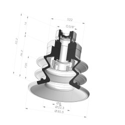 2.5 Bellows Suction Cup Series 96C Ø 50.5MM