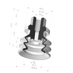 Suction Cup 2.5 Bellows Series 96B Ø 20.8MM