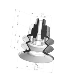 2.5 Bellows Suction Cup Series 96B Ø 35MM