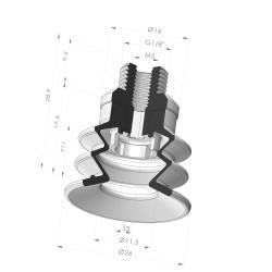 2.5 Bellows Suction Cup Series 96C Ø 26MM
