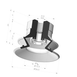 1.5 Bellows Suction Cup Series 97B Ø 27MM