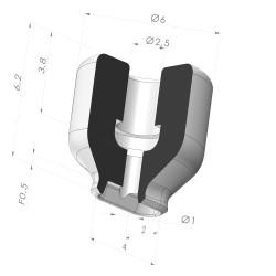 Oblong suction cup series PFG, 4x2 mm