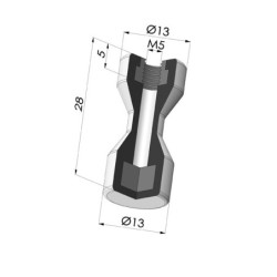 Elasto-magnetic suction cup series VEN EL MAG, Ø 13 mm