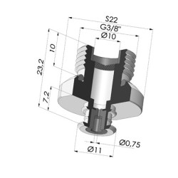 Separable Male Fitting 3/8G - with Spray Nozzle