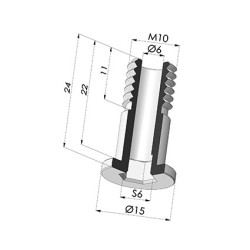 Screw M10/150 - Head Ø 15 mm - L 24 mm