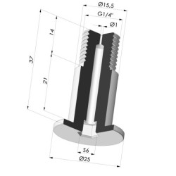 Screw G1/4" - Head Ø 25 mm - L 37 mm