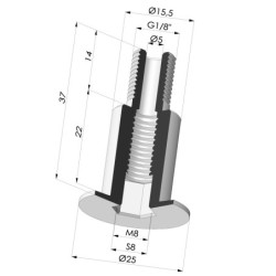 Screw G1/8" - Head Ø 25 mm - L 37 mm