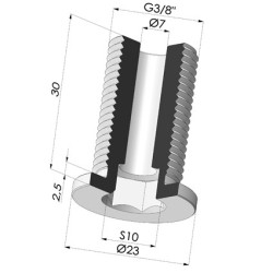 Screw G3/8" - Head Ø 23 mm - L 30 mm