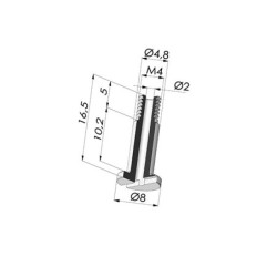 Screw M4 - Head Ø 8 mm - L 16.5 mm