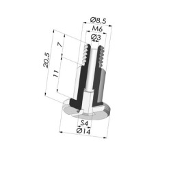 Screw M6 - Head Ø 14 mm - L 20.5 mm
