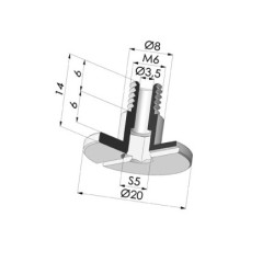 Screw M6 - Head Ø 20 mm - L 14 mm