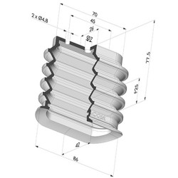 Oblong Suction Cup 4.5 Folds Series 4BO, 86x42 mm