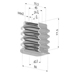 Oblong Suction Cup 4.5 Folds Series 4BO, 86x42 mm - Reinf
