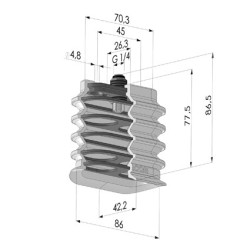 Oblong Suction Cup 4.5 Folds Series 4BO, 86x42 mm - Check valve