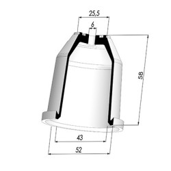 Tulip Sleeve - OD 52 mm - ID 43 mm - H 58 mm