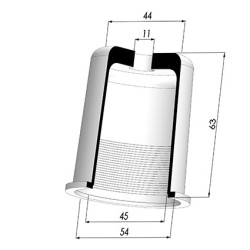 Tulip Sleeve - OD 54 mm - ID 45 mm - H 63 mm