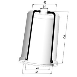 Tulip Sleeve - OD 55 mm - ID 46 mm - H 74 mm