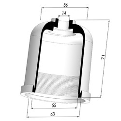 Tulip Sleeve - OD 63 mm - ID 55 mm - H 71 mm