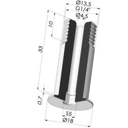 Screw G1/4" - Head Ø 18 mm - L 33 mm
