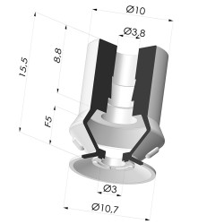 Bellows Suction Cup 1.5 folds Series 8, Ø 10.7 mm