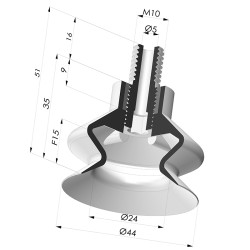 1.5 Bellows Suction Cup Series 8A Ø 44MM