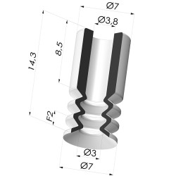 2.5 Bellows Suction Cup Series 8 Ø7MM