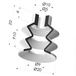 2.5 Bellows Suction Cup Series 8 Ø20MM