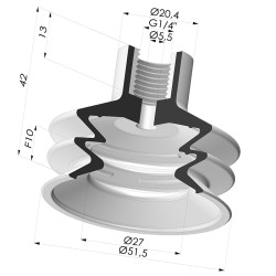 2.5 Bellows Suction Cup Series 8 Ø53MM