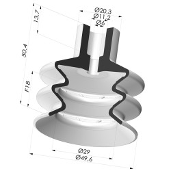 2.5 Bellows Suction Cup Series 8B Ø 50MM