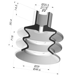 2.5 Bellows Suction Cup Series 8B Ø 50MM