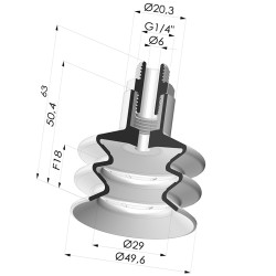 2.5 Bellows Suction Cup Series 8B Ø 50MM