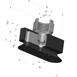 Oblong Suction Cup Series 4RP 50x16MM